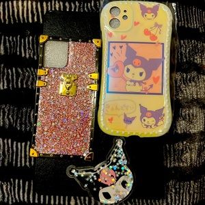 Glitter, phone case and pop socket